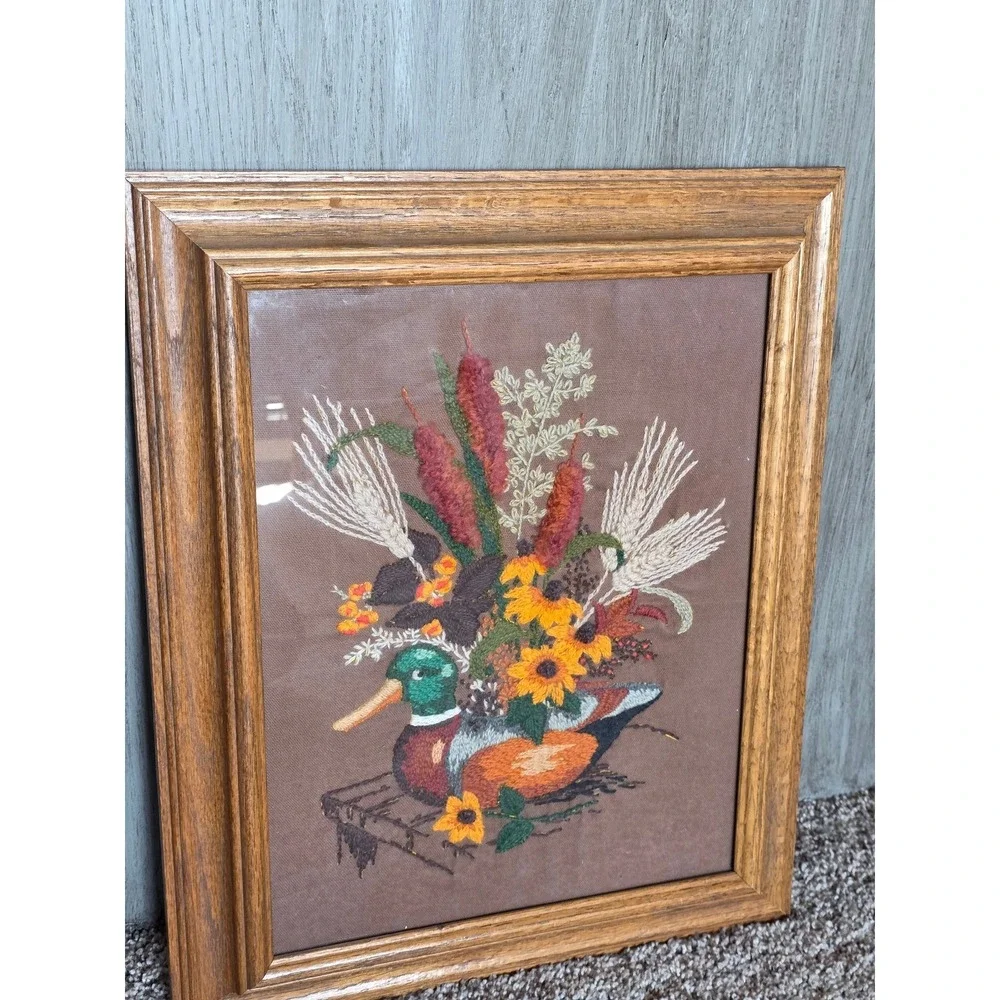 Vintage 1970's Embroidery Duck Crewel